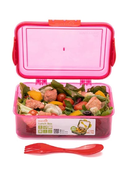 Buy Mintra Plastic Lunch Box With Fork and Spoon 1.62 L - Red in Egypt