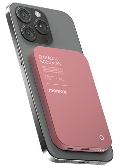 اشتري Q.Mag X 5000mAh Magnetic Wireless Battery Pack USB-C Up to 20W PD Output - Pink في الامارات