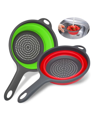 اشتري Collapsible Colander 2 sets, Kitchen Foldable Silicone Strainer, BPA Free, Environmentally Friendly Non-Toxic Easy to Clean, Silicone Collapsible Colanders (Strainers) Set of 2 في السعودية