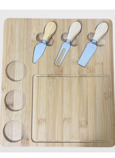 Buy Wood Cheese Board with Cutlery Set Cheese Tray Cheese Cutting Board Fruit Platter in Egypt