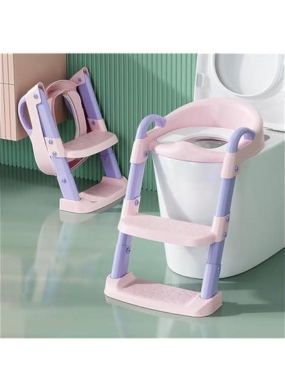 Buy Potty Training Seat with Step Stool Ladder,Potty Training Toilet for Kids Boys Girls, Toddlers-Comfortable Safe Potty Seat with Anti-Slip Pads (PINK NEW) in UAE