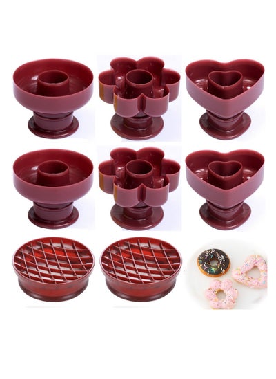 اشتري 8 Pcs Donut Maker Cutter, Creative Non-stick Doughnut Molds, Reusable Fondant Cake Bread Dessert Bakery Mould, Biscuit Stamp Mould, Home Kitchen DIY Baking Tool في السعودية