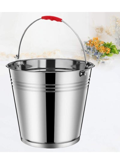 اشتري Stainless Steel Water Bucket with Handle Metal Heavy Duty Thick Insulated Ice Bucket 20L في الامارات