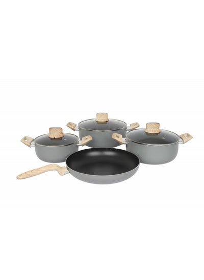 Buy 4 Pcs Granite Non-Stick Cookware Set With Glass Lid in Saudi Arabia