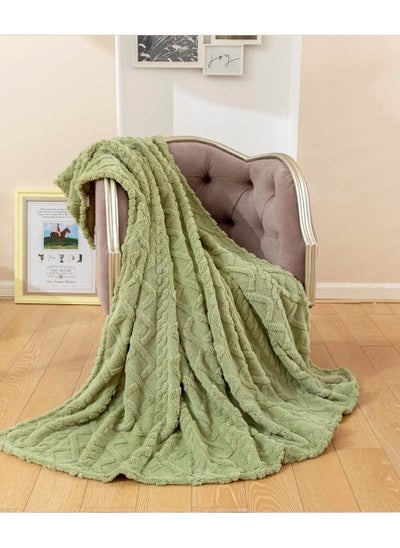 Buy COMFY SOFT & FLUFFY SHEEP BLANKET / THROW GREEN in UAE