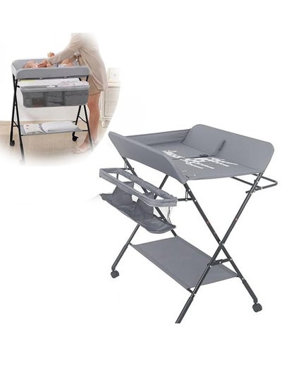 Buy DMG Portable Baby Changing Table - Waterproof Changing Table with Wheels Adjustable Height Foldable Baby Changing Table with Safety Harness in Saudi Arabia