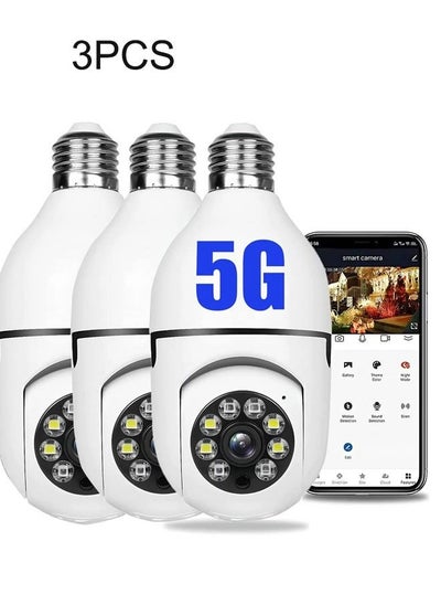 Buy Bulb Camera  2.4GHz & 5G WiFi Wireless Security Camera 1080p Wireless Cameras for Home Security Indoor Security Camera System 3Pcs in Saudi Arabia