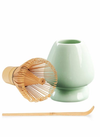 اشتري Japanese Tea Set, Traditional Matcha Tool Set, Matcha Ceremony Accessories, Matcha Blender, Blender, Tea Spoon (3 Piece Set, White) في الامارات