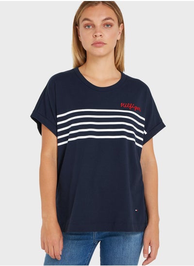 Buy Crew Neck Striped Top in UAE