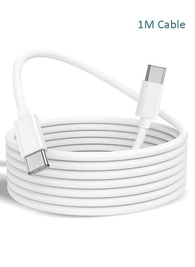 Buy USB C to USB C Charging Cable 1M 60W, Fast Charging Compatible With iPhone 15 White in Saudi Arabia