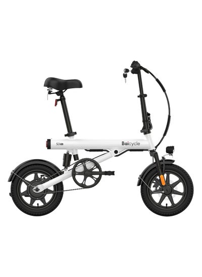 اشتري Baicycle Electric Bike S3 Pro,14 Inch Folding Ebike,Power Assisted Bike,with 36V 7.8Ah Battery,Max 25Km/h,400W Brushless Motor,Electric Bicycle for Leisure & Commuting White في الامارات