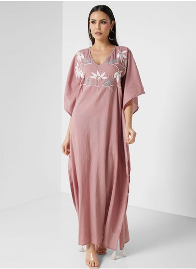 Buy Embroidered Cape Sleeve Kaftan in UAE