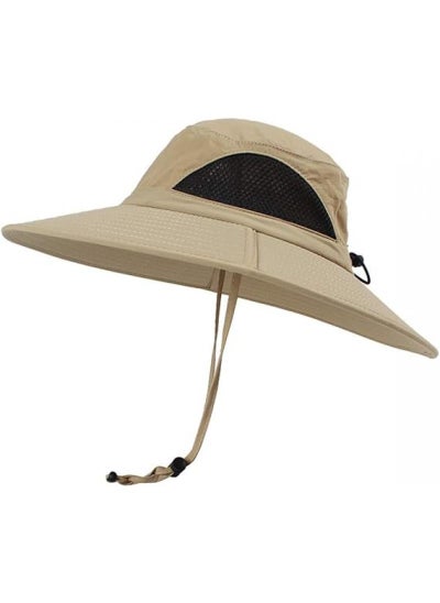 Buy Outdoor Windproof Quick Drying Breathable Sunscreen Fishing Sunshade Mountaineering Large Eaves Folding Fisherman Hat in UAE