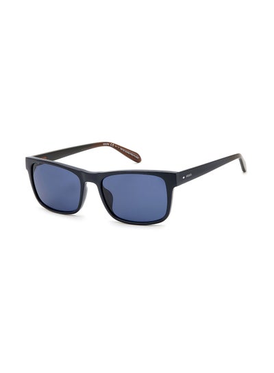 Buy Men's UV Protection Rectangular Sunglasses - Fos 2124/G/S Blue 56 - Lens Size: 56 Mm in Saudi Arabia