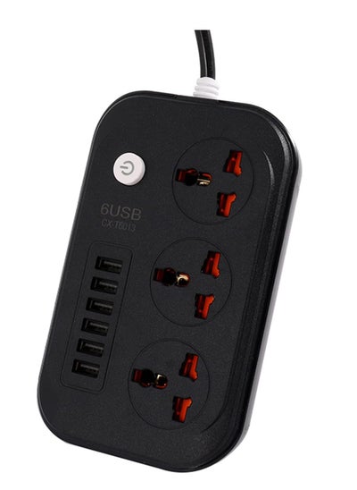 Buy Tycom Power Strip Surge Protector with USB- Extension Cord Flat Plug with Widely 3 AC Outlet and 6 USB, Small Desktop Station with 6 ft Power Cord, Compact Socket (6403 Black) in UAE