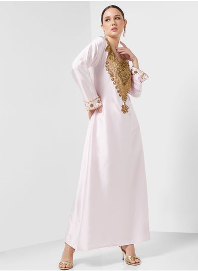 اشتري Embellished Square Neck Jalabiya في الامارات