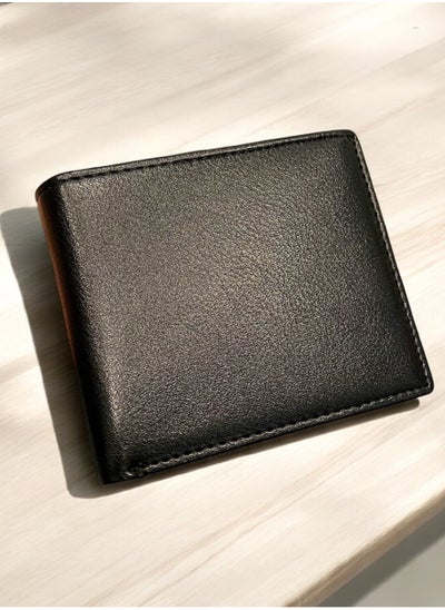 Buy Men's Wallet Made Of Black Genuine Leather Holds 10 Cards And 2 ID Cards in Saudi Arabia