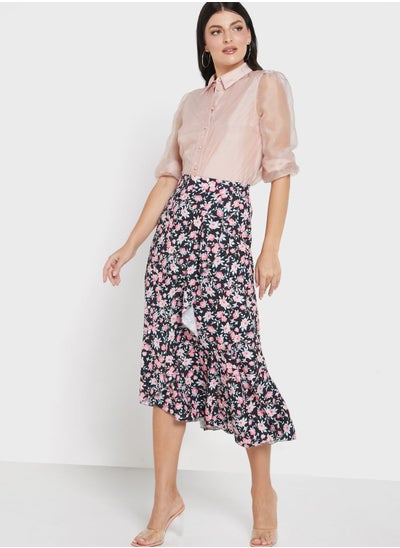 Buy Ruffled End Printed Skirt in Saudi Arabia