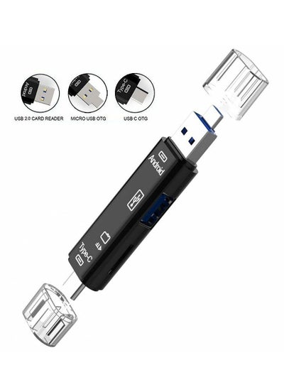 اشتري خمسة في واحد USB 3.0 نوع ج / USB / مايكرو USB قارئ بطاقة الذاكرة SD TF OTG محول الهاتف المحمول قارئ بطاقة في الامارات