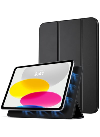 Buy iPad 10th Generation Case, iPad 10th Folio Case (2022, 10.9 Inch), Convenient Magnetic Attachment, Two-Way Trifold Stand, Lightweight Protection, Rebound Series, Black in UAE