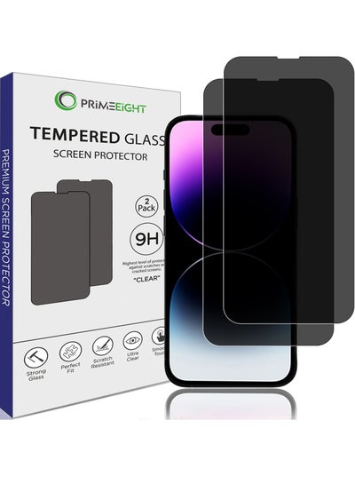 Buy PRIMEEIGHT iPhone 14 Pro Privacy Screen Protector 6.1 Inch Display - Ultra Thin 9H Hardness Tempered Glass iPhone 14 Pro Pack of 2 - Easy to Install HD Privacy Screen. in Saudi Arabia