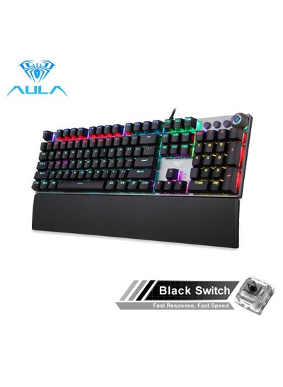 Buy Mechanical Gaming Keyboard NKRO with Wrist Rest RGB Backlit Volume/Lighting Control Knob Fully Programmable 108-Keys Anti-Ghosting Wired Computer Keyboards for Office/Games, Black Switch in UAE