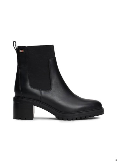 Buy Women's Enamel Flag Leather Cleat Chelsea Boots, Black - Leather in Saudi Arabia