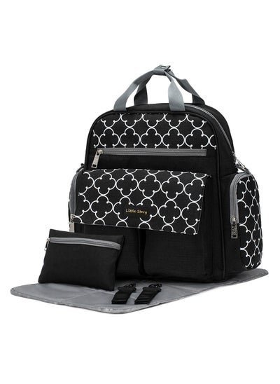 Buy Convertible Diaper Bag With  Zipper Pouch, Stroller Hooks & Changing Mat -Black in Saudi Arabia