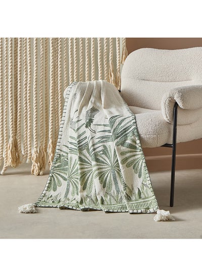 اشتري Cancun Palm Printed Slub Throw 170 x 130 cm في الامارات