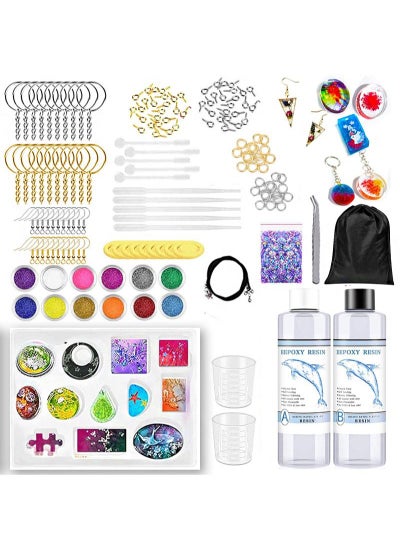 Buy New Resin Kit and Epoxy Supplies with Aluminum Foil, Glitter, Earring Hooks for Resin Beginners in Saudi Arabia