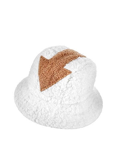 Buy Bucket Hat Arrowhead Pattern Warm Cap Faux Fur Fisherman Winter for Women Girls Men, White Fluffy Cosplay Costume Adult (Unisex) in UAE