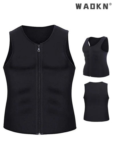 Buy Men Sauna Vest Hot Sweat Waist Trainer Corset Neoprene Tank Top Shapewear Slimming Shirt，Hot Neoprene Corset Body Shaper with Zipper, Sauna Tank Top Men Gym Workout Shirt Shapewear Slimming Shirt in UAE