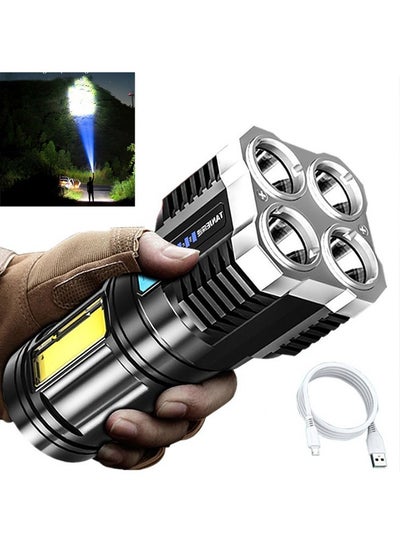 Buy Flashlights High Lumens Rechargeable 12000 Lumens Super Bright LED Flashlight with Cob Work Light Powerful Flash Light High Powered Handheld Tactical Flashlights for Emergencies Camping Hiking Gift in Saudi Arabia