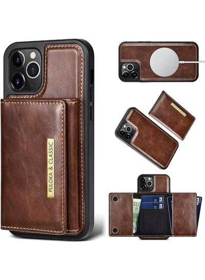 Buy PULOKA Elite Series RFID Blocking Magnetic Wallet Case for iPhone 12/12 Pro   | Luxury Slim Leather Cover with Kickstand | 5-in-1 Detachable Card Holder in Egypt