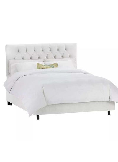 Buy Off-White Velvet Tranquility: Swedish Wood Super King Bed (200x200x140) by Alhome in Saudi Arabia