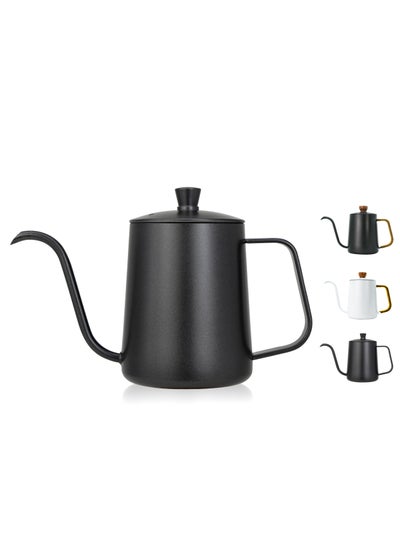 Buy Coffee Drip V60 Pour Over Kettle Goose neck Long Narrow Spout With Lid Tea Pot 304 Stainless Steel Teflon Coated Pitcher for pouring coffee 480ML in Saudi Arabia