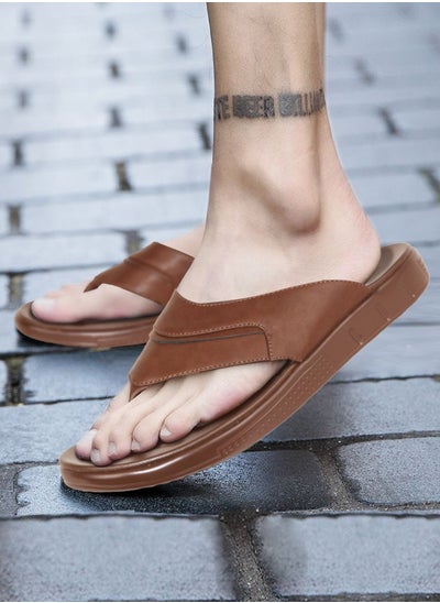 Buy Men Sandals Pu Flip Flop Soft Outsole Latest Design Slides Flat Footwear Size 40-45 in UAE