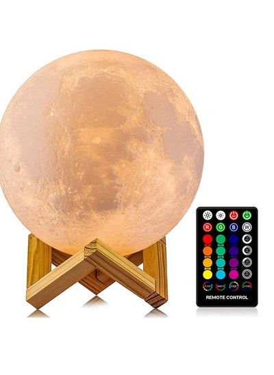 اشتري Excellence Moon Lamp 16 Colors LED 3d Print Moon Light With Stand RemoteTouch Control And USB Rechargeable Moon Light Lamps Night Lights في الامارات