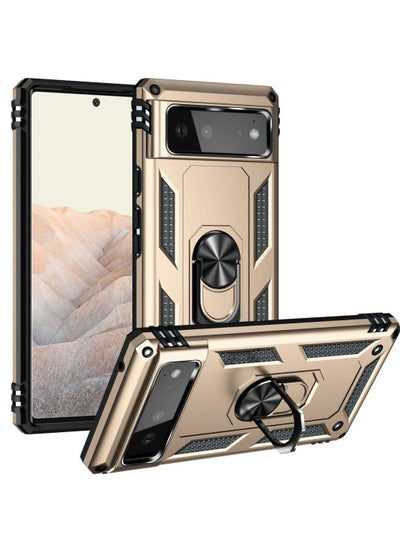 Buy Protective Case For Google Pixel 6 Heavy Duty Armor with Magnetic Ring Stand in Saudi Arabia