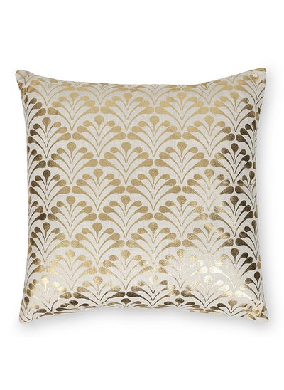 Buy Dana Foil Printed Filled Cushion, Ivory & Gold - 40x40 cm in UAE