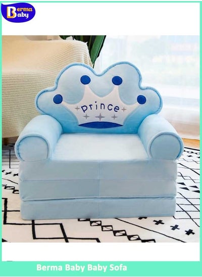 Buy Foldable Children'S Sofa, 2 In 1plush Backrest Chair, Foldable Children'S Sofa Chair Cute Comic Cartoon, Lazy Sofa, Kids Sofa, Folding Sofa Bed for Living Room (Blue) in Saudi Arabia