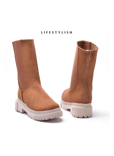 Buy Lifestylesh G-20 Boot mid calf suede 2 elastic by zippers -Havan in Egypt