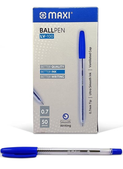 Buy 50-Piece Ball Pen 0.7mm Tip Blue Ink in UAE