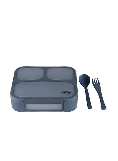 Buy Lunchbox with Fork and Spoon Dark Blue in UAE