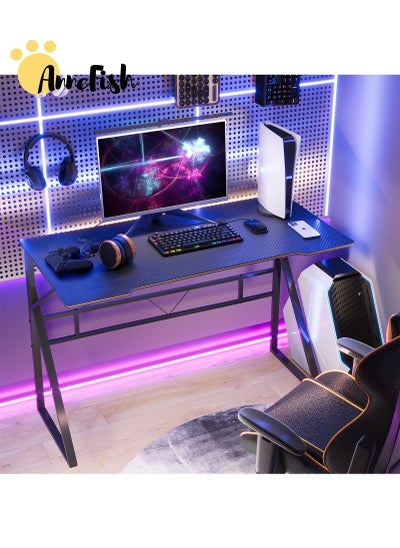 Buy 120*60cm K-shaped Gaming Desk with Carbon Fiber Surface Small Corner Computer Desk Gamer Desk Home PC Table Black in Saudi Arabia