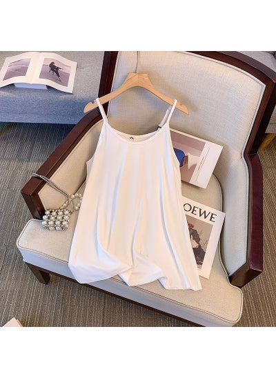 Buy Plus Size Womens Simple Solid Tank Top Cotton Loose Fit Summer White (shipped within 7 days) in Saudi Arabia