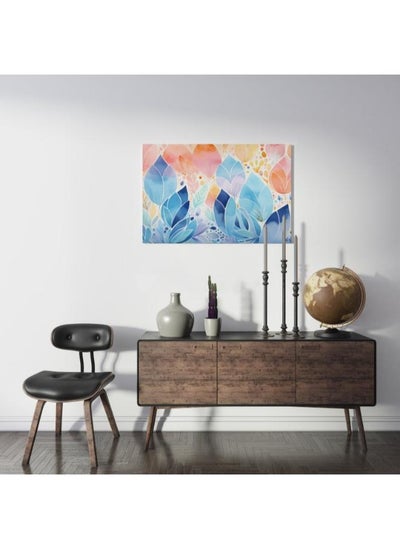 Buy Blue and Pink colored tree leaves, printed on canvas, 90x60 in Egypt