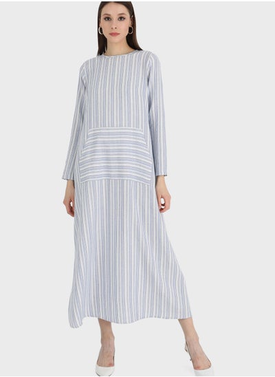 Buy Striped Pocket Detail Dress in UAE