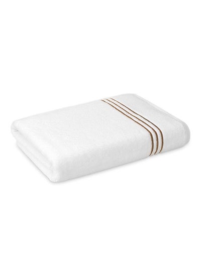 Buy Hotel Embroidery Bath Sheet, White & Gold - 500 GSM, 165x85 cm in UAE