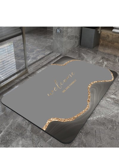 Buy 1-Piece Bathroom Marble Super Water Absorbent Pattern Rug Anti-Slip Floor Mat Diatom Mud 60x40 cm in UAE